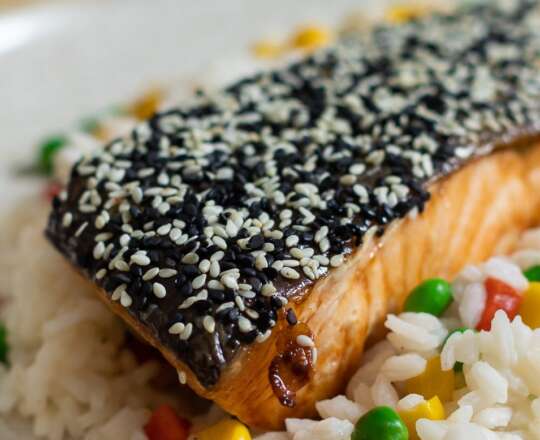 File de somon în crustă de susan